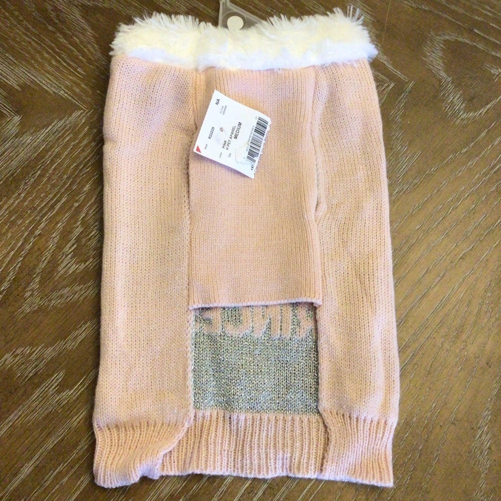 Pet Spirit Pink & Gray Princesa Tiara Pullover Dog Sweater Clothing Size Medium - Picture 3 of 6